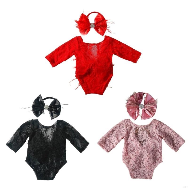 Elegant Lace Romper & Headband - Baby Clothing Newborn บทวิจารณ์และราคา