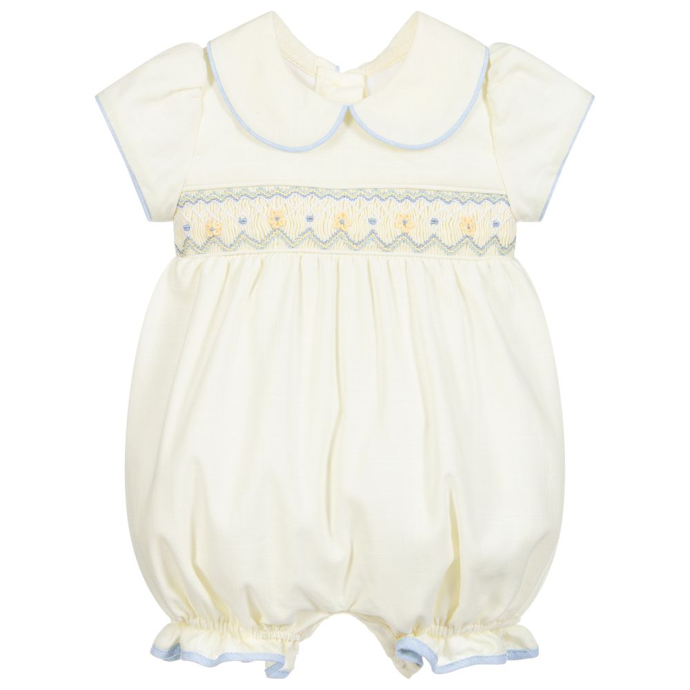 Baby Smocked Yellow Rompers in - Baby Clothing Made In Usa บทวิจารณ์และราคา